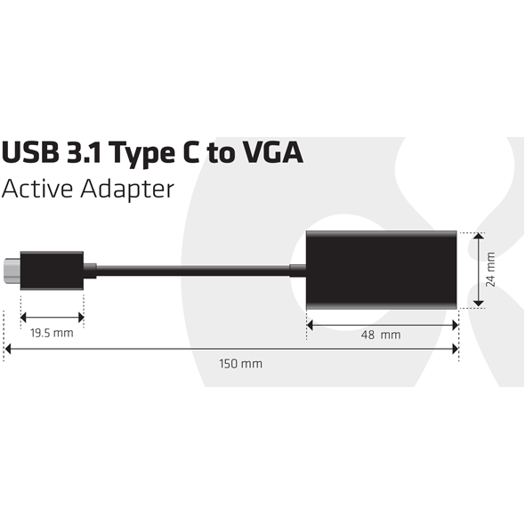 Adapter USB Club 3D USB-C - VGA Czarny  (CAC-1502)