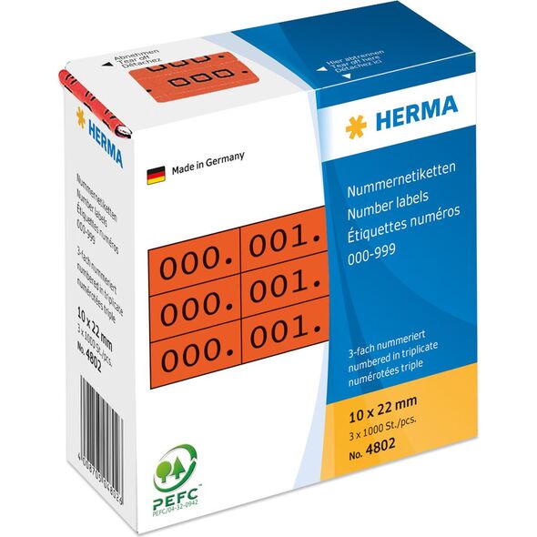 Herma Etykiety samoprzylepne 3x / 10 x 22mm Czerwono-Czarne (4802)