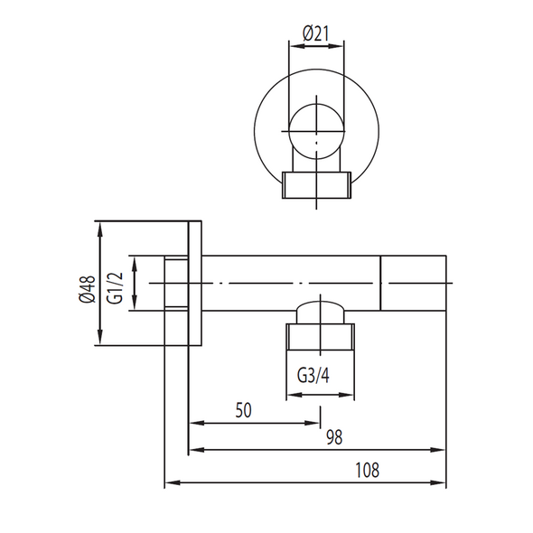 KFA Zawór kątowy uchwyt walec 1/2"x3/4"  (244-140-00)