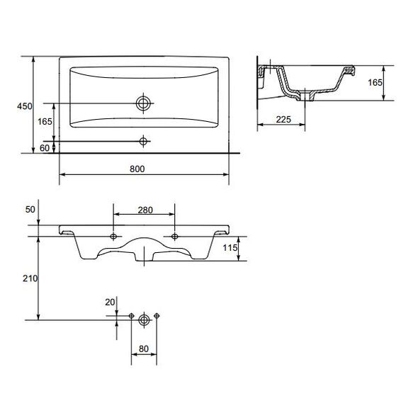 Umywalka Cersanit Como 80cm (K32-004-ECO)
