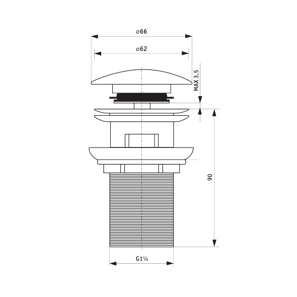 Deante Korek automatyczny klik-klak 5/4" duży chrom (NHC 010B)