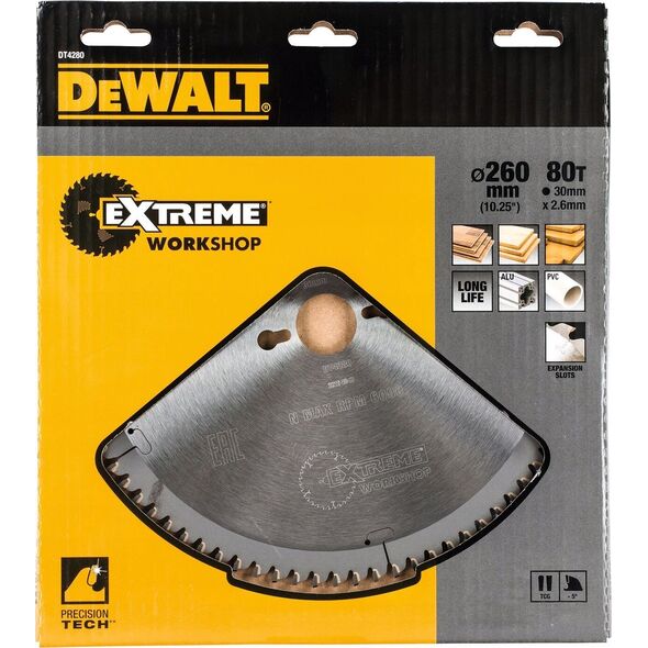 Dewalt DEWALT Tarcza pilarska do pilarek stacjonarnych (260x30mm, 80 zęby) - DT4280-QZ