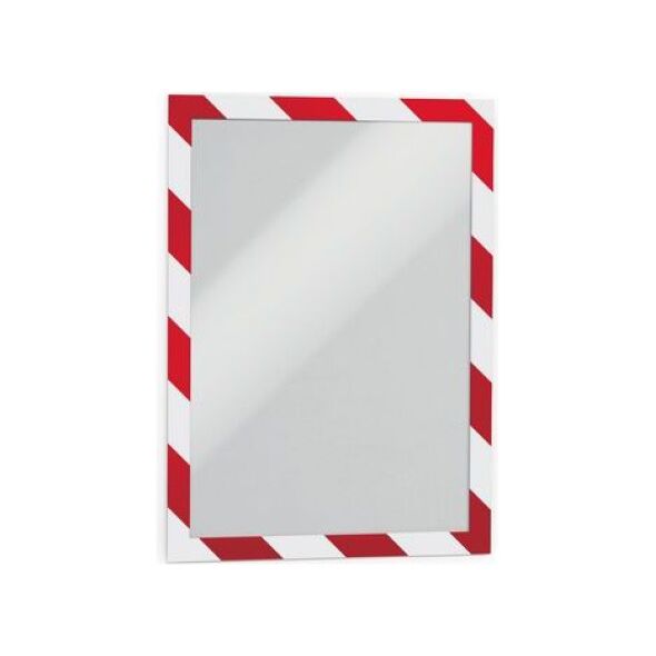 Durable Ramka samoprzylepna DURAFRAME SECURITY czerwony-biały A4, 2 sztuki (DUR942)