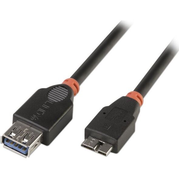 Kabel USB Lindy USB-A - micro-B 0.5 m Czarny