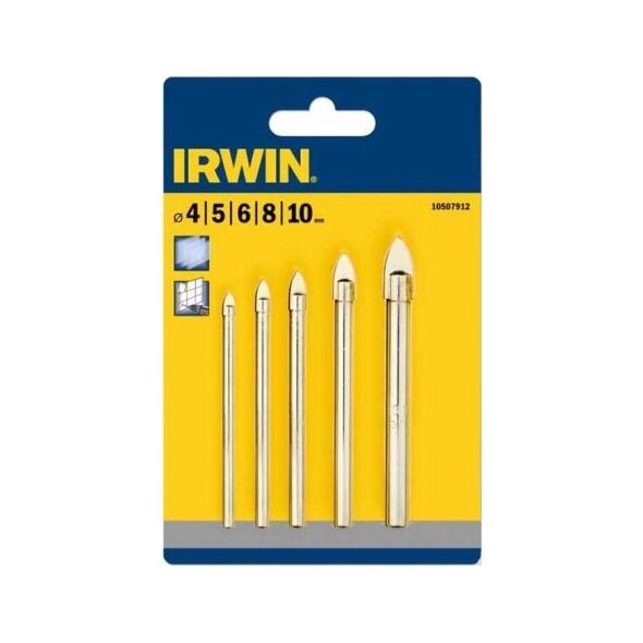 Wiertło Irwin IRWIN WIERTŁO DO SZKŁA KOMPLET 5szt. (4,5,6,8,10 mm) IRW10507912