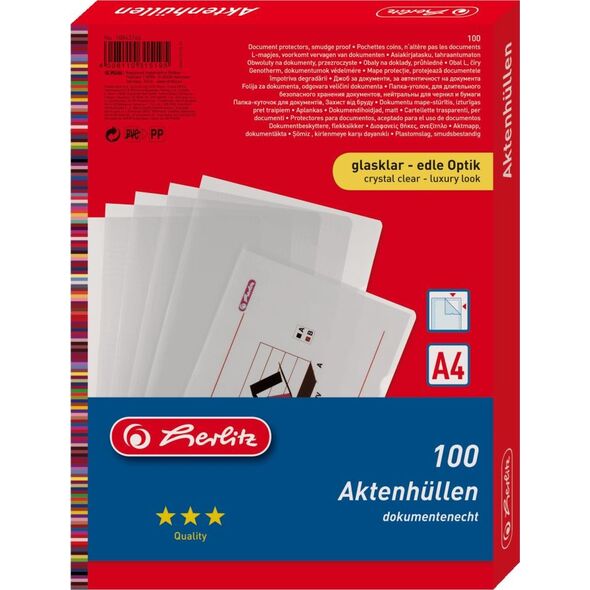 Herlitz Folia na dokumenty A4 krystalicznie czysta 100 szt.