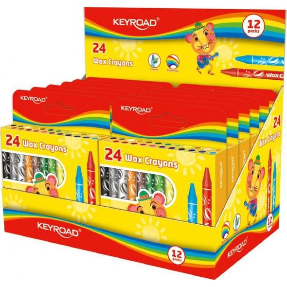 Keyroad Kredki Świecowe Keyroad, 24Szt., 8Mm, Pakowane Na Displayu, Mix Kolorów
