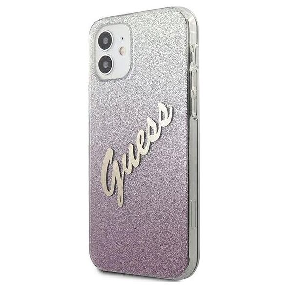 Guess Etui Guess GUHCP12SPCUGLSPI Apple iPhone 12 mini różowy/pink hardcase Glitter Gradient Script
