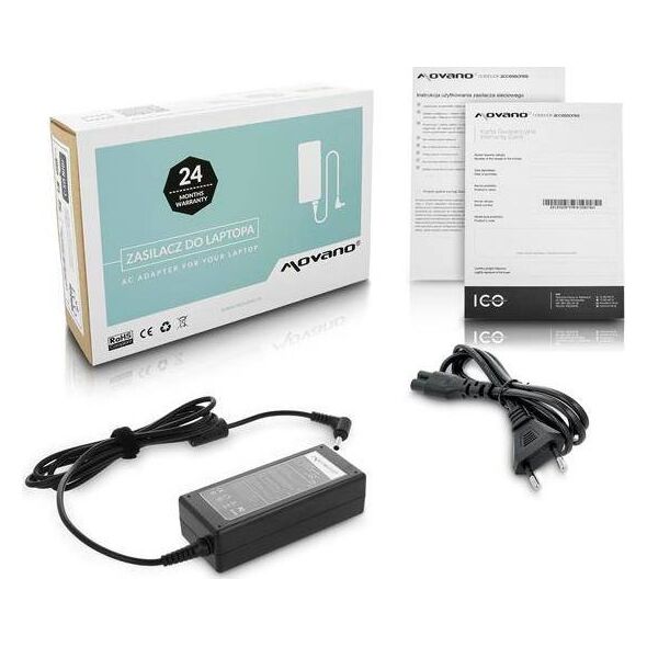 Zasilacz do laptopa Movano 65 W, 3 mm, 3.4 A, 19 V (ZZ/AS19342P)