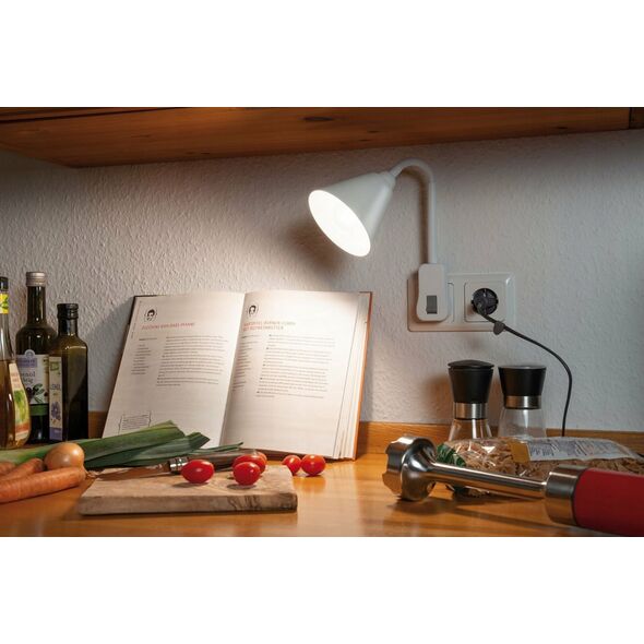 Lampa stołowa Paulmann Lampa wtyczkowa Junus E14 Biały elastyczne ramię
