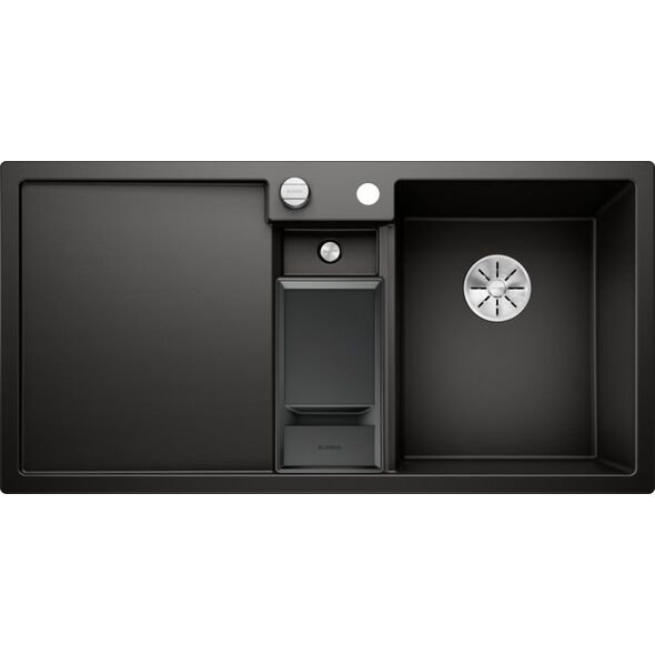 Zlewozmywak Blanco Collectis 6 S Silgranit czarny z korkiem automatycznym InFino, wkład z pokrywką, komora z prawej (525866)