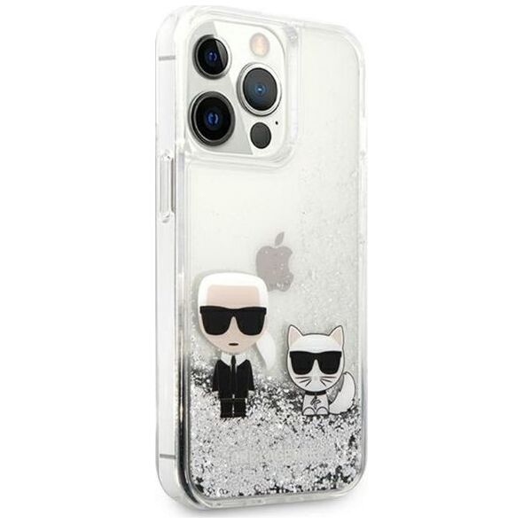 Karl Lagerfeld Etui Karl Lagerfeld KLHCP13LGKCS Apple iPhone 13 Pro srebrny/silver hardcase Liquid Glitter Karl&Choupette