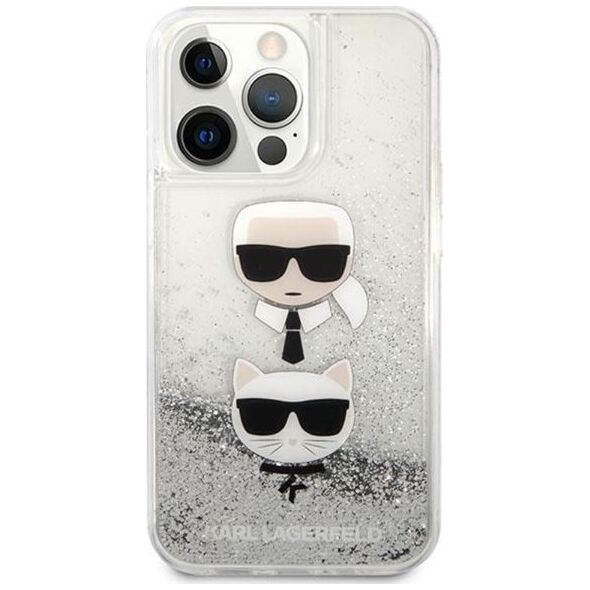 Karl Lagerfeld Etui Karl Lagerfeld KLHCP13XKICGLS Apple iPhone 13 Pro Max srebrny/silver hardcase Liquid Glitter Karl&Choupette Head