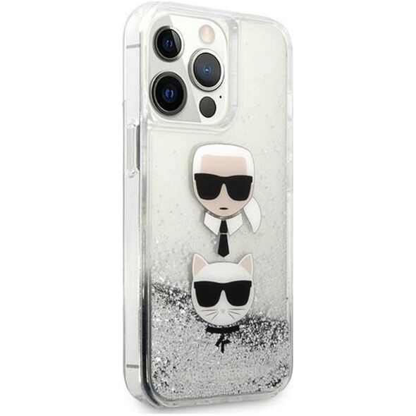 Karl Lagerfeld Etui Karl Lagerfeld KLHCP13XKICGLS Apple iPhone 13 Pro Max srebrny/silver hardcase Liquid Glitter Karl&Choupette Head