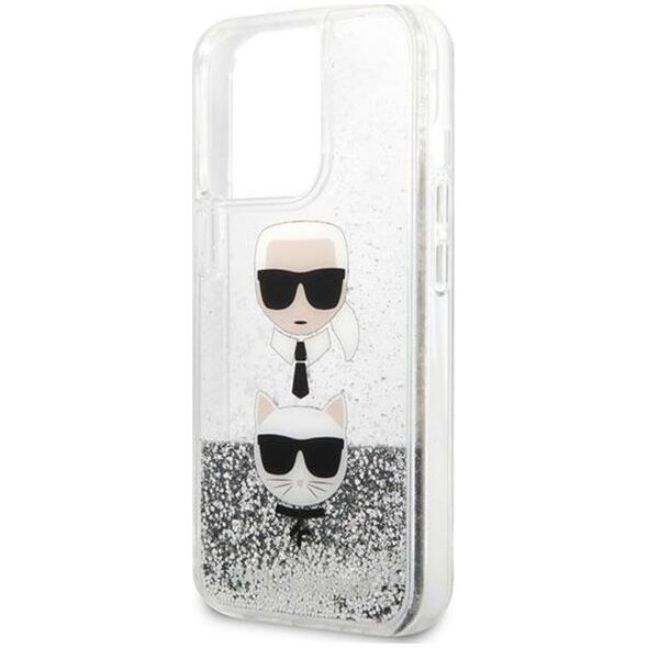 Karl Lagerfeld Etui Karl Lagerfeld KLHCP13XKICGLS Apple iPhone 13 Pro Max srebrny/silver hardcase Liquid Glitter Karl&Choupette Head