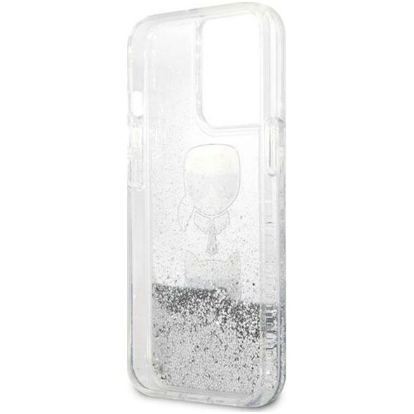 Karl Lagerfeld Etui Karl Lagerfeld KLHCP13XKICGLS Apple iPhone 13 Pro Max srebrny/silver hardcase Liquid Glitter Karl&Choupette Head