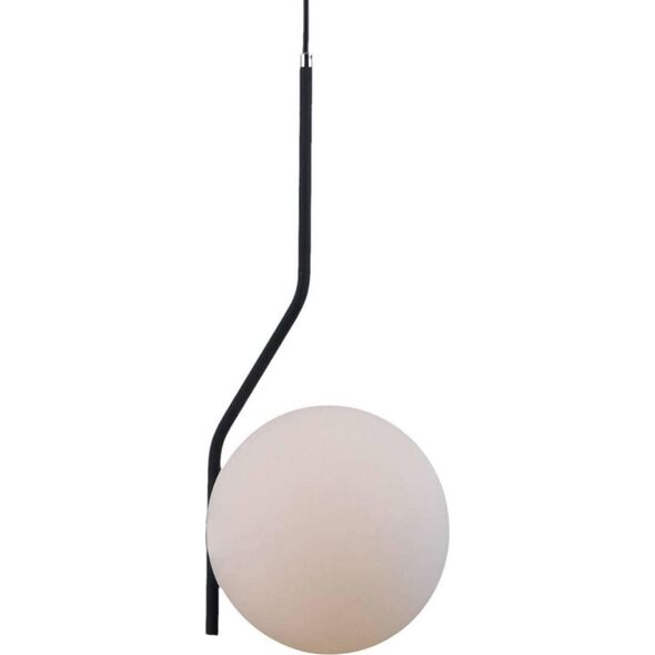 Lampa wisząca Italux Loftowa LAMPA wisząca CARIMI PND-3300-1-BK metalowa OPRAWA szklany ZWIS kula grafitowa biała