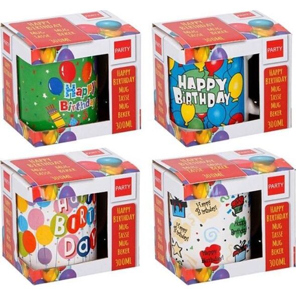 Ceramiczny kubek urodzinowy w pudełku prezentowym 300ml (Niebieski)