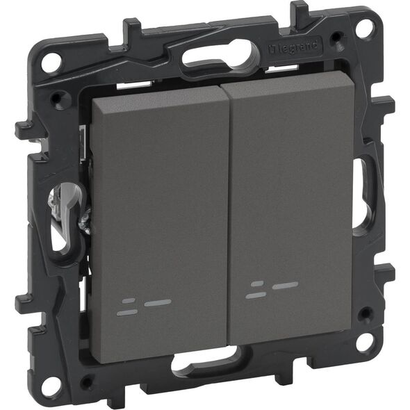 Legrand Łącznik schodowy Legrand Niloe Step 863418 podwójny podświetlany stalowy