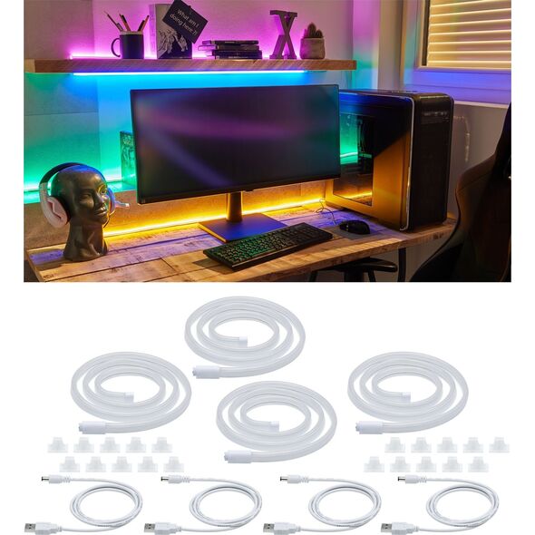 Taśma LED Paulmann Neon Colorflex USB mix 4x1m kolorów: niebieski, pomarańczowy, różowy, zielony 4x5W 5V