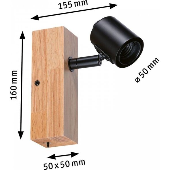 Kinkiet Paulmann Kinkiet ścienny Arvid max. 1x20W E27 230V czarny/drewno