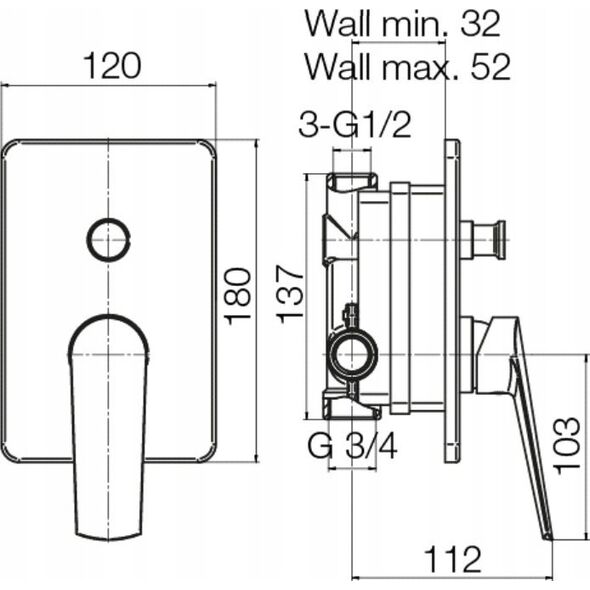 Bateria wannowa 2417250 SOHO BATERIA WANNOWO-NATRYSKOWA PODTYNKOWA // BV.2417250
