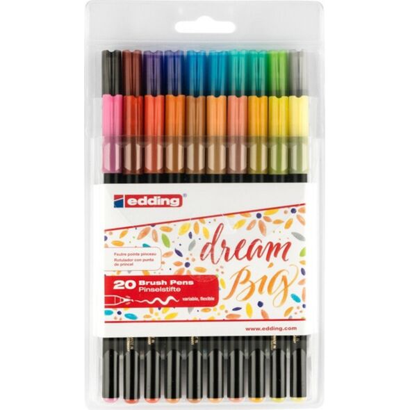 Edding Pisak z końcówką pędzelkową e-1340 EDDING, 1-3 mm, 20 szt., mix kolorów