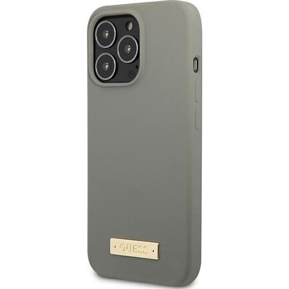 Guess Guess GUHMP13XSPLG iPhone 13 Pro Max 6,7" szary/grey hard case Silicone Logo Plate MagSafe NoSize