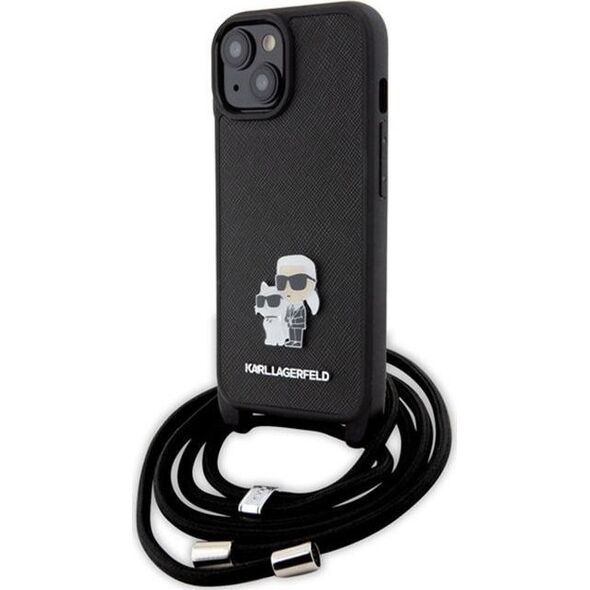 Karl Lagerfeld Karl Lagerfeld KLHCP15MSAKCPSK iPhone 15 Plus 6.7" hardcase czarny/black Crossbody Saffiano Metal Pin Karl & Choupette