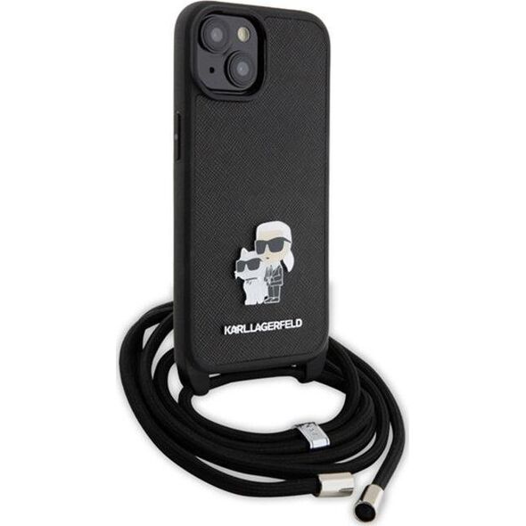 Karl Lagerfeld Karl Lagerfeld KLHCP15MSAKCPSK iPhone 15 Plus 6.7" hardcase czarny/black Crossbody Saffiano Metal Pin Karl & Choupette