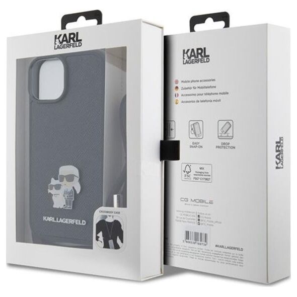Karl Lagerfeld Karl Lagerfeld KLHCP15MSAKCPSK iPhone 15 Plus 6.7" hardcase czarny/black Crossbody Saffiano Metal Pin Karl & Choupette