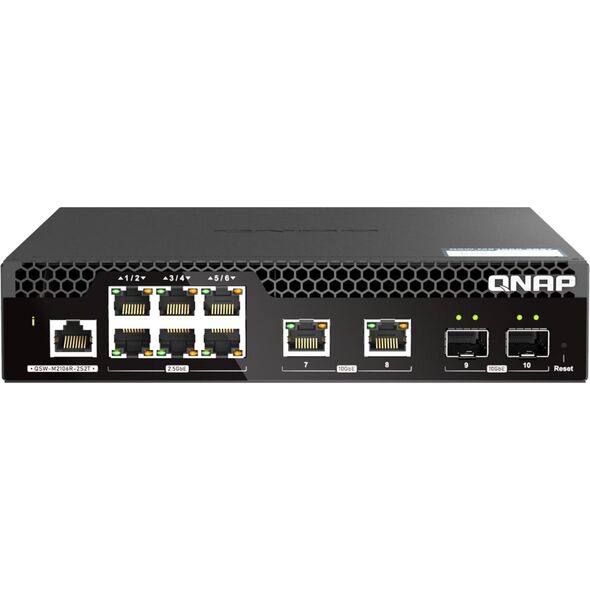 Switch Qnap QNAP QSW-M2106R-2S2T łącza sieciowe Zarządzany L2 10G Ethernet (100/1000/10000) 1U Czarny