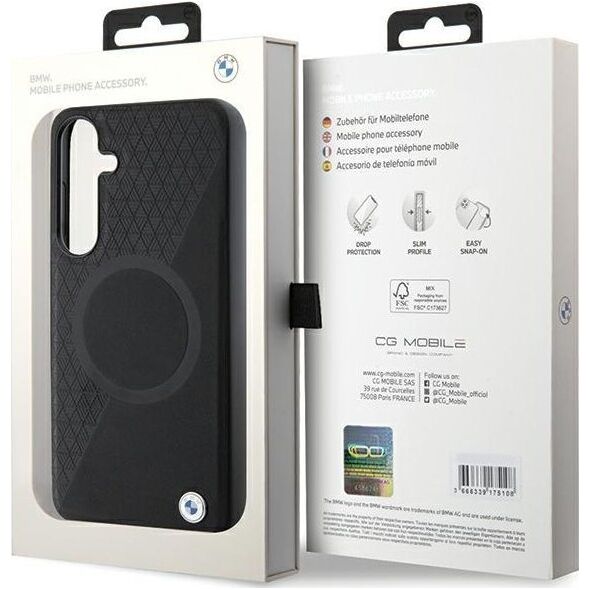 BMW BMW BMHMS24M23RTPK S24+ S926 czarny/black hardcase Signature Leather Half Textured & Circle MagSafe