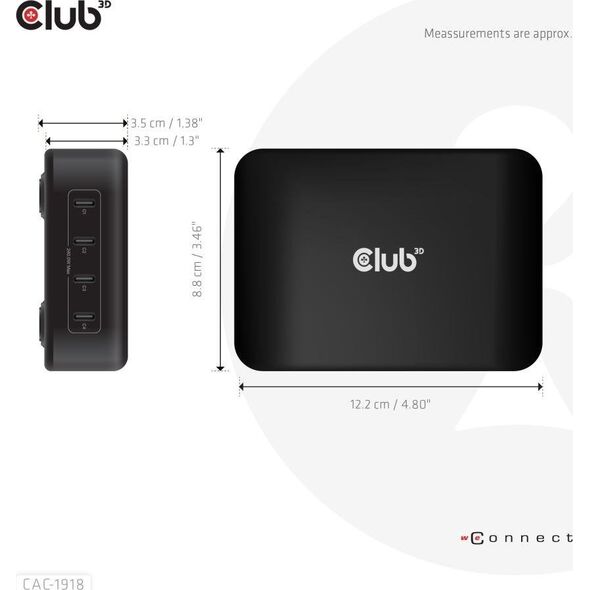 Ładowarka Club 3D Club3D Ladegerät   4xUSB Typ C               PD 240W, GaN retail
