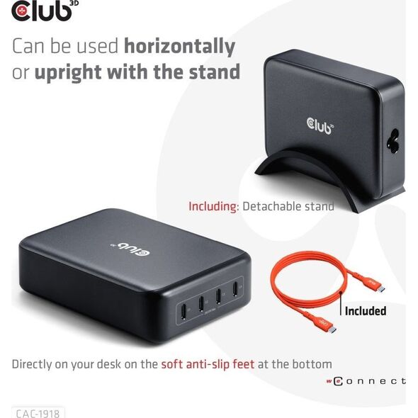 Ładowarka Club 3D Club3D Ladegerät   4xUSB Typ C               PD 240W, GaN retail