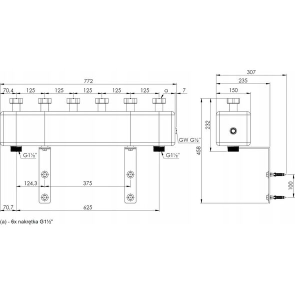Afriso Afriso rozdzielacz ze sprzęgłem hydraulicznym KSV 125-3, do 70 kW, dla 3 obiegów 77315