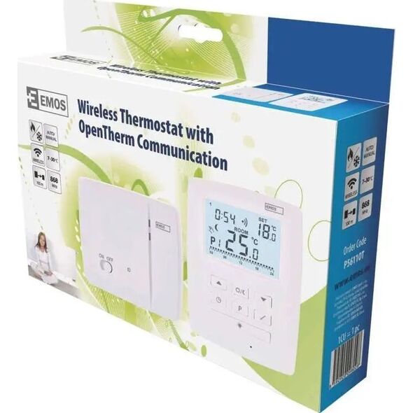Emos Termostat bezprzewodowy OpenTherm Emos P5611OT odbiornik 230V do systemu ogrzewania/chłodzenia biały
