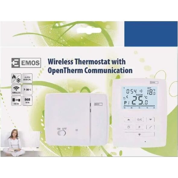 Emos Termostat bezprzewodowy OpenTherm Emos P5611OT odbiornik 230V do systemu ogrzewania/chłodzenia biały