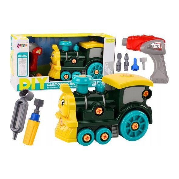 LeanToys Lokomotywa Do Skręcania Kreskówkowa DIY Zielony
