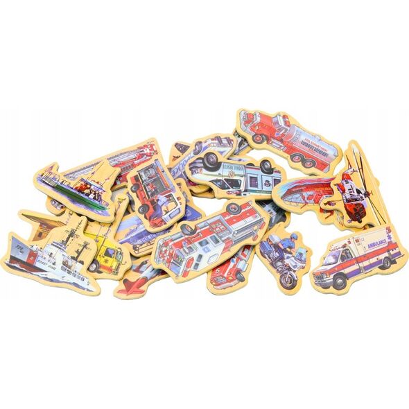 LeanToys Zestaw Magnesy Drewniane Pojazdy Statki Samoloty 20 Sztuk