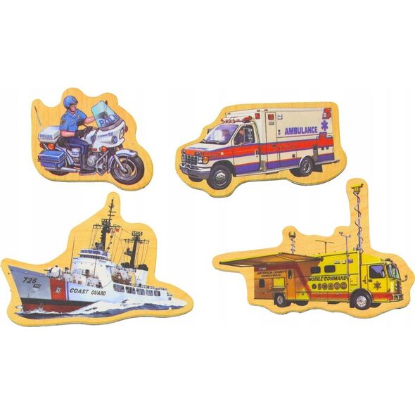 LeanToys Zestaw Magnesy Drewniane Pojazdy Statki Samoloty 20 Sztuk