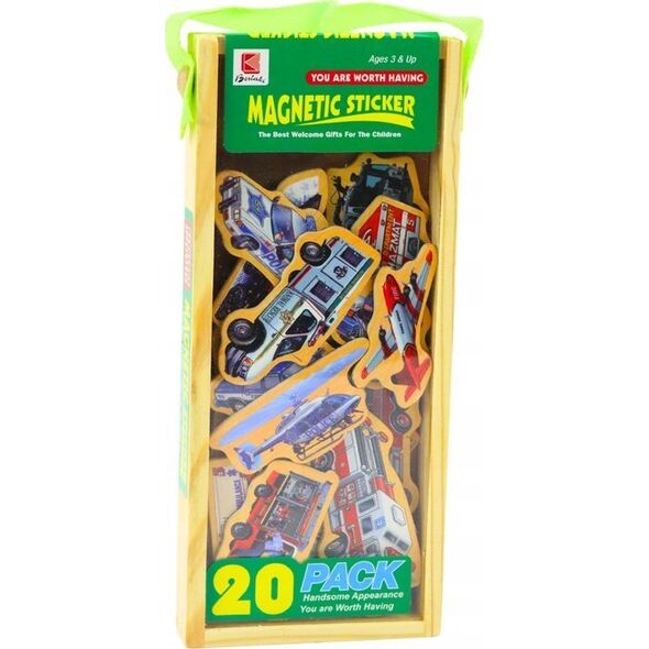 LeanToys Zestaw Magnesy Drewniane Pojazdy Statki Samoloty 20 Sztuk