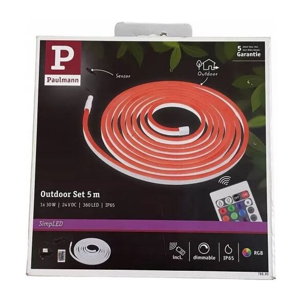 Taśma LED Paulmann Taśma zewnętrzna LED RGB zestaw kompletny 30W 5m 36lm/m 72LED/m IP65 biały