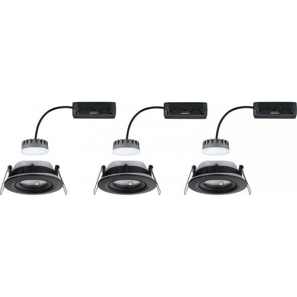 Paulmann Oprawa do wbudowania NOVA PLUS COIN LED DIM wychylna zestaw 3x6W 470lm 93mm 2700K IP65 230V czarny matowy