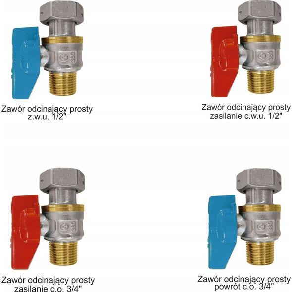 Samee Samee uniwersalny zestaw zaworów prostych do kotłów gazowych dwufunkcyjnych (2 szt. x 1/2" + 2 szt. x 3/4") ZBP-KIT-22-U