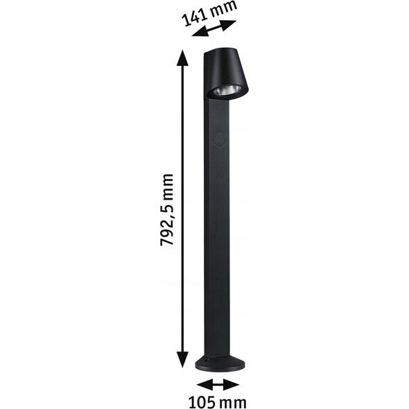 Paulmann Oprawa ogrodowa CAISSA LED 9W 700lm 3000K 793mm IP44 antracyt / aluminium