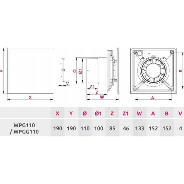 AWENTA Wentylator wyciągowy Pulsar Awenta WPG110ZT biały