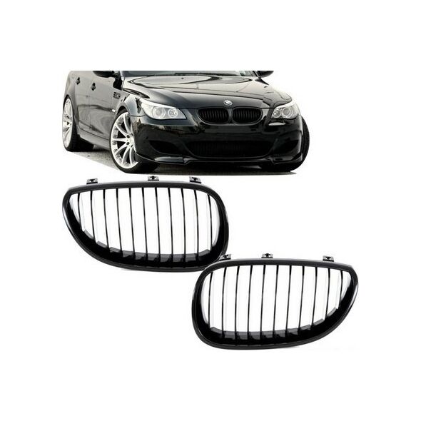 MTuning Grill sportowy pojedyncze żeberka Matt Black  BMW 5 (E60) Sedan (E61) Touring 2003-2010