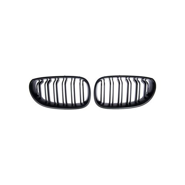 MTuning Grill sportowy podwójne żeberka Matt Black  BMW 5 (E60) Sedan (E61) Touring 2003-2010