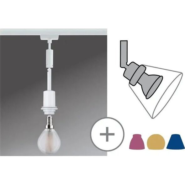 Paulmann Lampa wisząca na szynoprzewód URail Deco System E14 max.1x20W 135cm 230V biały / metal